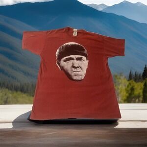 Vintage 90s Three Stooges T Shirt Single Stitch Size XL Red Rare Fruit Of The Lo